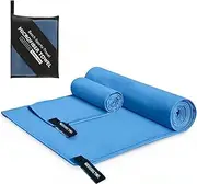 GEARS Sports Towels, Large and Small, Set of 2, Storage Bag Included, Towel, Large, Water Absorbent, Quick Drying, Hair, Car, Wash, Window, Washroom, Pool, Sports, Solid, Pets, Dogs, Swimming, Tennis,