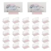 25 Pcs 2 x 1.6 Inch Adhesive Base Sign Holder Sneeze Guard Holder, Transparent