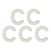 Iron on Letter C Patch Rhinestone Shiny Pearl English Alphabet Sewing Patch 5Pcs