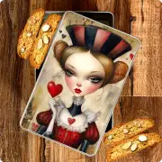 2 x Tins Cantucci Almond Biscotti Italian Biscuits Vintage Quirky Alice Keepsake