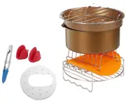 14Pcs 8" Air Fryer Accessories Cake Frying Dish Baking Pan Pizza Tray Pot Rack