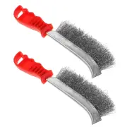 2 Pcs Wire Brush for Drill Steel BBQ Equipment Cleaning Red
