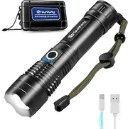 Flashlight, LED Torch Rechargeable Flashlights 2000 Lumen, Pocket Tactical Torch with USB Charging 3500mAh Battery, 5 Modes, Zoomable IPX6 Waterproof Electric Flash Light for Emergency Camping Outdoor