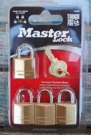 4 pack KA Padlocks Master Lock Body width 3/4" Cabinet Solid Brass 2 keys 120Q