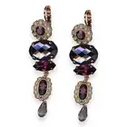 Mariana Earrings Bohemian Rhapsody Coll. Floral Dangling Amethyst, Jet, & San...