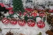 POTTERY BARN PEPPERMINT STRIPE GLASS GLOBE STRING LIGHTS - NIB - TREAT YOUR TREE