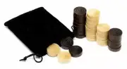 1.25 inch Wood Backgammon or Checkers pieces - 30 pieces with Bag