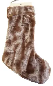 Koolaburra By Ugg Faux Chesnut brown animal Fur Christmas Stocking NWT plush