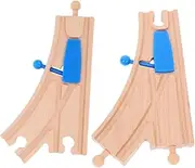 2pcs Train Track Wooden Train Track Adapters Double Sided Wooden Train Track Connector Christmas Tree Train Track Wooden Car Track Wooden Train Track Bumpers Plastic