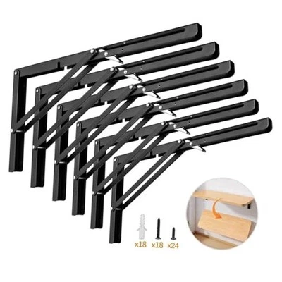 Folding Shelf Bracket Heavy Duty Wall Mounted Foldable 16 Inch 6 Pack