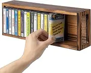 FARM IN Cassette Tape Storage, Farmhouse Style Cassette Rack Towe for Table or Wall Mount, Rustic Solid Burnt Wood & Diamond Metal Wire Mesh