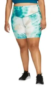 Nike One Women's Mid-Rise 7" Tie-Dye Bike Shorts (Plus Size) Light Dew 3X DV0...