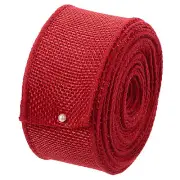 Burlap Wired Ribbon, 1-1/2 Inch x 10 Yards Red Fabric Ribbon Roll