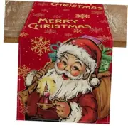 Merry Christmas Santa Claus Red Table Runner 13x72 Inches, Winter Holiday