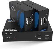 OREI 1x2 HDMI Extender Splitter Over Single Cable CAT6/7 1080P with IR Remote EDID Management - Up to 132 Ft - Loop Out - Low Latency