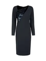 Navy Embellished Cut Out Dress
