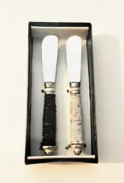 Beaded Handle Spreader Knives, "Onyx and Ice", Set of 2, Target Home, New in Box