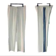 20W Midnight Velvet White Crepe Side Stripe Career Office Business Casual Pant