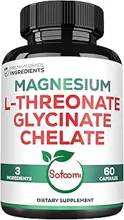 SATOOMI 1200mg 3in1 Magnesium L-Threonate Supplement with Magnesium Glycinate & Chelate - 60 Vegan Capsules