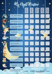 Night routine girl behaviour task reward chart + stickers + marker