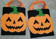 Twin Trick or Treat Totes bag kids or decor 10x11" Halloween Jack O'lantern Felt