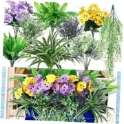 24 Pcs Outdoor Artificial Plants UV Resistant Faux Plant Fake Green Purple