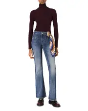 Maje Zip Pocket Bootcut Jeans in Blue
