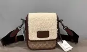 COACH CY883 Lucas Crossbody Bag In Signature Canvas With Shearling & Leather Tan