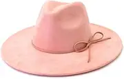 [Wotfim] Fedora Hats for Women Man with Big Wide Brim Classic Suede Panama Hat Western Outdoor hat