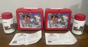 Rare Vintage 1991 Hook Movie Red Plastic Lunchbox w/Thermos Peter Pan Lot Of 2
