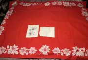 7939 TRI CHEM Paint 60” X 80” White Poinsettia On Red Tablecloth Needlepoint