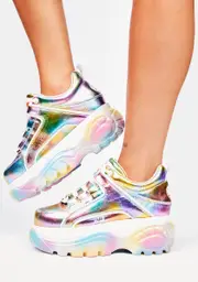 [Buffalo London] Pastel Metallic Classic Low Platform Sneakers