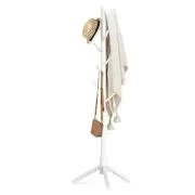 Wooden Coat Rack Stand with 8 Hooks New Zealand Pine Adjustable 1 PC White