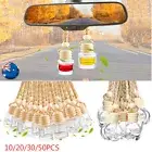 Mini Car Air Freshener Diffuser Empty Glass Bottle Set Hanging Perfume Ornament