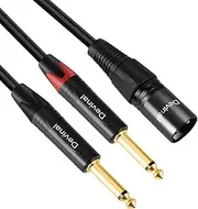 Devinal Dual 1/4 to XLR Y Splitter Cable, Double 6.35mm TS Male to XLR 3pin Male Stereo Cord, Dual Quarter inch Mono to XLR Male Plug Microphone Audio Converter Adapter 6 Feet 1.8m