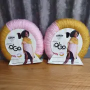 2 Caron Simply Soft O' Go Tangle Free Yarn Soft Pink/Gold Medium Acrylic