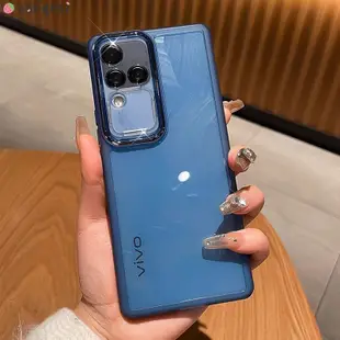 帶鏡頭膜適用於 Vivo V30 Pro 5G T2 Pro VivoV30 手機殼金屬相機鏡頭保護啞光純色商務簡約透明