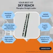 DR LADDER - SKY REACH 10 STEPS EXTENSION 10'5"-17'4" FIBERGLASS LADDER (AS/NZS)