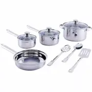 Cookware Set Stainless Steel Kitchen Tools Pots Pans Bowls 10 Pieces NEW