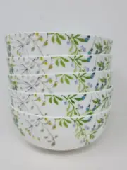 Set of 5 Mikasa Tivoli Garden Bone China 6" Cereal Soup Bowls Spring Flowers New
