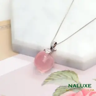 【Naluxe】粉晶 蘋果造型 925銀項鍊 粉蘋安(冰種粉晶 招桃花 旺人緣 保平安)