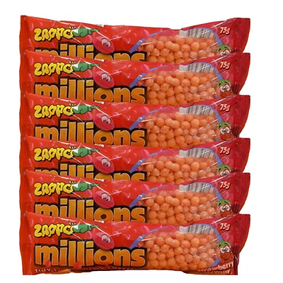Zappo Millions Strawberry Flavour 75g x 6 Halloween Treats Party Favours Candy