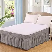 Bed Skirt Full/King/Queen/Twin Size 16 Inch Drop, Elastic Bed Skirting for Bed Base and Frame, Dust Ruffle Easy to Install with Wrap Around Adjustable Bedskirt(Gray,60x80+16inch/153x203cm)