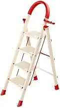 Step Ladder 4 Foldable Step Ladder Folding Anti-Slip 330lbs(150 Kg) Capacity Safety Household Ladder Carbon Steel Folding Step Stool