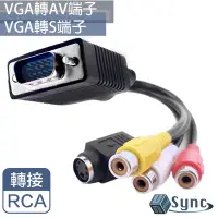 在飛比找Yahoo奇摩購物中心優惠-【UniSync】 VGA轉AV(RCA母) 端子線+S端子