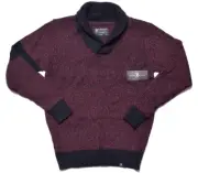 Marc Ecko Mens Wine Red Maroon Black Weave Acrylic Knit Shawl Sweater XL New