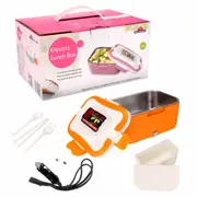 Mini Portable 12V 1.5L Car Electric Plug in Heating Food Lunch Box ORANGE COLOR