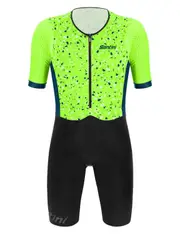 Santini Viper Pietra Short Sleeve Tri Suit - Green Size S