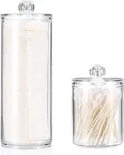 Cotton Pads Holder Acrylic Makeup Pads Container Organizer, Cotton Ball and Swab Holder Bathroom Jar Storage Cosmetics Storage Box with lid for Cotton Balls, Swabs, Q-Tips, Cotton Pad (C)