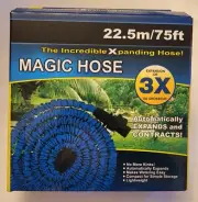 Magic Garden Hose 75' Blue Expands/Contracts Lightwt No Kinks Compact Spray Gun